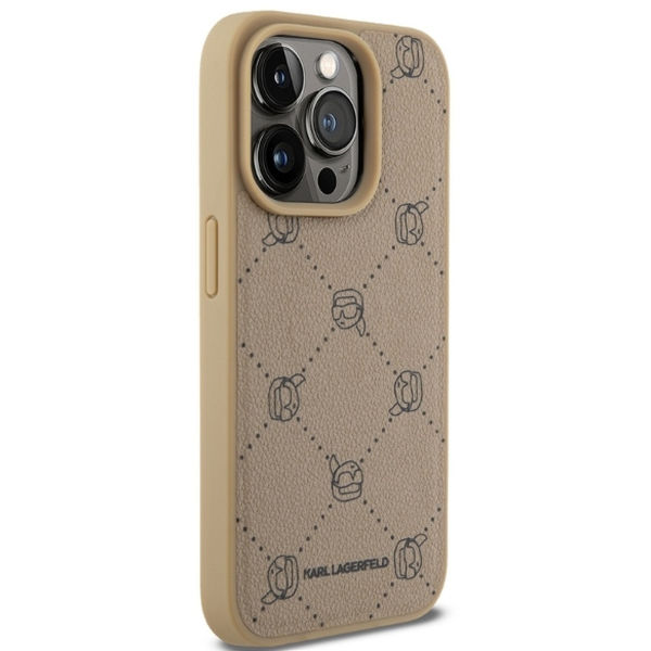 Karl Lagerfeld - Leather MagSafe (KLHMP15XPGKHPHE) - iPhone 15 Pro Max - Beige Karl Heads