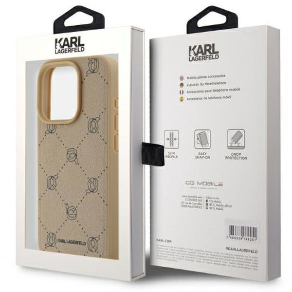 Karl Lagerfeld - Leather MagSafe (KLHMP15XPGKHPHE) - iPhone 15 Pro Max - Beige Karl Heads