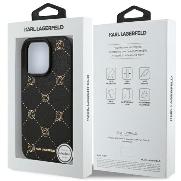 Karl Lagerfeld - Leather MagSafe (KLHMP16LPGKHPHK) - iPhone 16 Pro - Karl Head