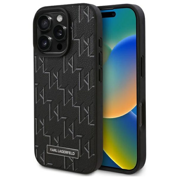 Karl Lagerfeld - Leather MagSafe (KLHMP16LPKHPORPK) - iPhone 16 Pro - Monogram Metal Logo