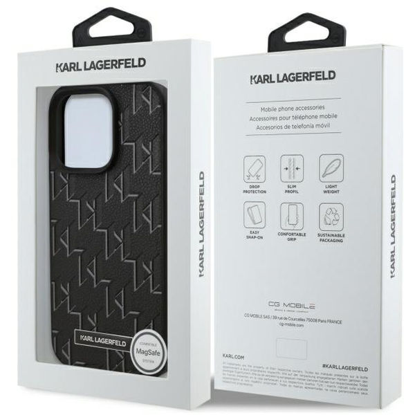 Karl Lagerfeld - Leather MagSafe (KLHMP16LPKHPORPK) - iPhone 16 Pro - Monogram Metal Logo
