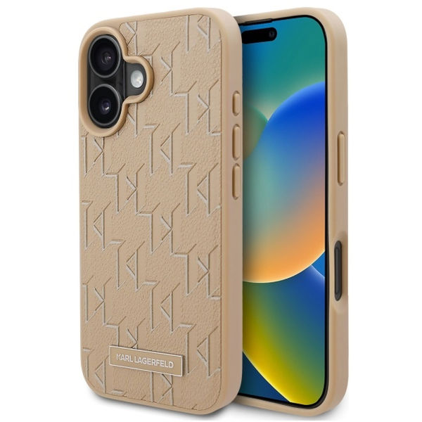 Karl Lagerfeld - Leather MagSafe (KLHMP16SPKHPORPE) - iPhone 16 - Beige Hot Stamp