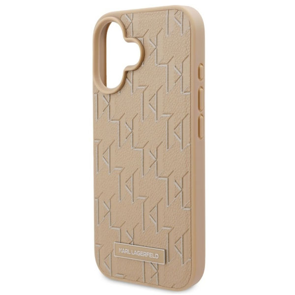 Karl Lagerfeld - Leather MagSafe (KLHMP16SPKHPORPE) - iPhone 16 - Beige Hot Stamp