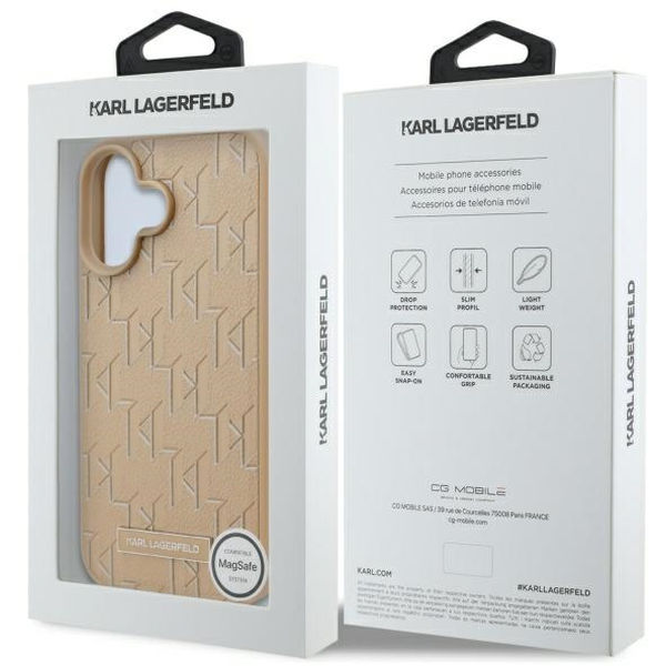 Karl Lagerfeld - Leather MagSafe (KLHMP16SPKHPORPE) - iPhone 16 - Beige Hot Stamp