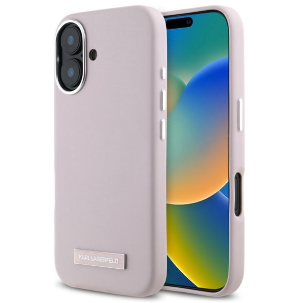 Karl Lagerfeld - Leather MagSafe (KLHMP16SPGMSRPP) - iPhone 16 - Pink FW Metal Plate