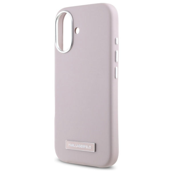 Karl Lagerfeld - Leather MagSafe (KLHMP16SPGMSRPP) - iPhone 16 - Pink FW Metal Plate