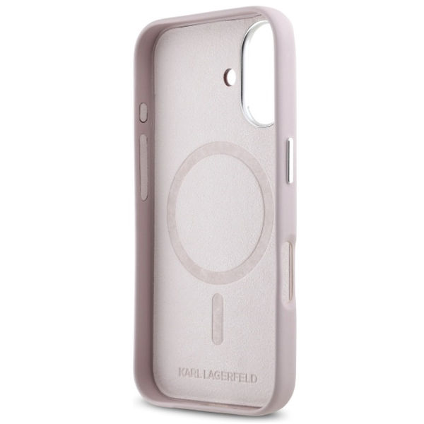 Karl Lagerfeld - Leather MagSafe (KLHMP16SPGMSRPP) - iPhone 16 - Pink FW Metal Plate