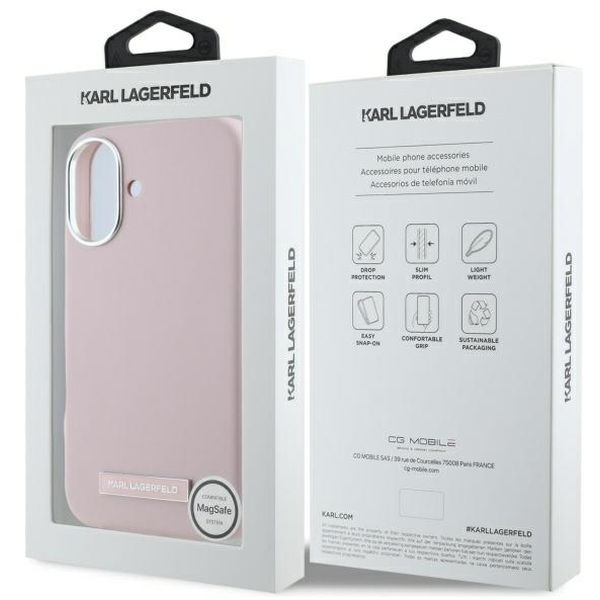 Karl Lagerfeld - Leather MagSafe (KLHMP16SPGMSRPP) - iPhone 16 - Pink FW Metal Plate