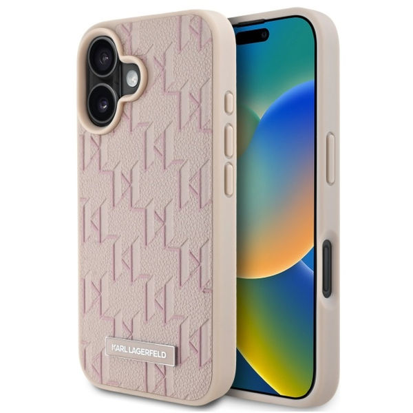Karl Lagerfeld - Leather MagSafe (KLHMP16SPKHPORPP) - iPhone 16 - Pink Hot Stamp