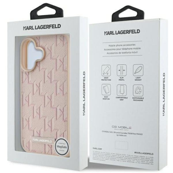 Karl Lagerfeld - Leather MagSafe (KLHMP16SPKHPORPP) - iPhone 16 - Pink Hot Stamp