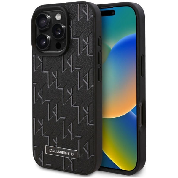 Karl Lagerfeld - Leather MagSafe (KLHMP16XPKHPORPK) - iPhone 16 Pro Max - Monogram Metal Logo