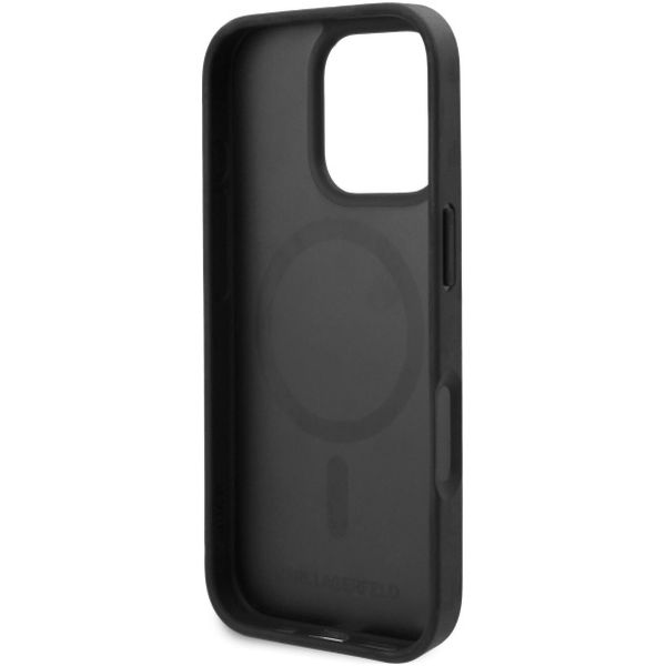 Karl Lagerfeld - Leather MagSafe (KLHMP16XPKHPORPK) - iPhone 16 Pro Max - Monogram Metal Logo