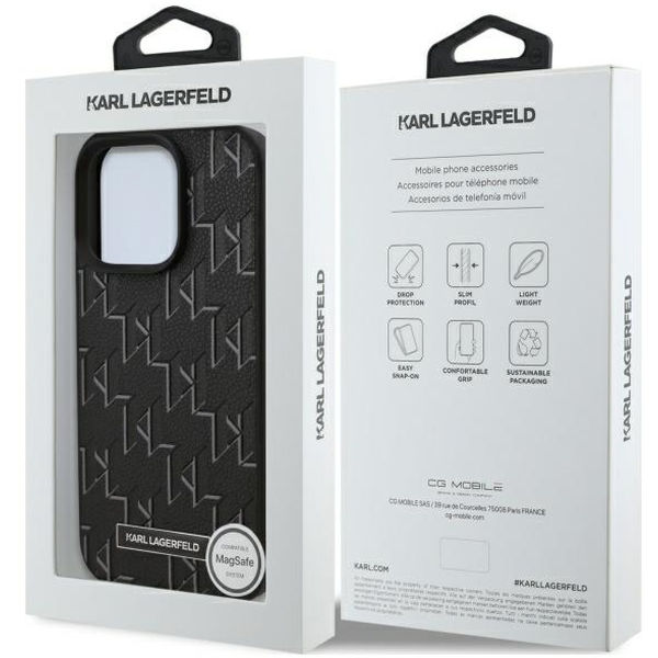 Karl Lagerfeld - Leather MagSafe (KLHMP16XPKHPORPK) - iPhone 16 Pro Max - Monogram Metal Logo