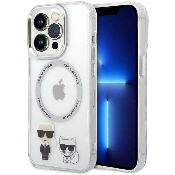 Karl Lagerfeld - Hardcase MagSafe (KLHMP14LHKCT) - iPhone 14 Pro - Transparent Karl & Choupette Aluminium
