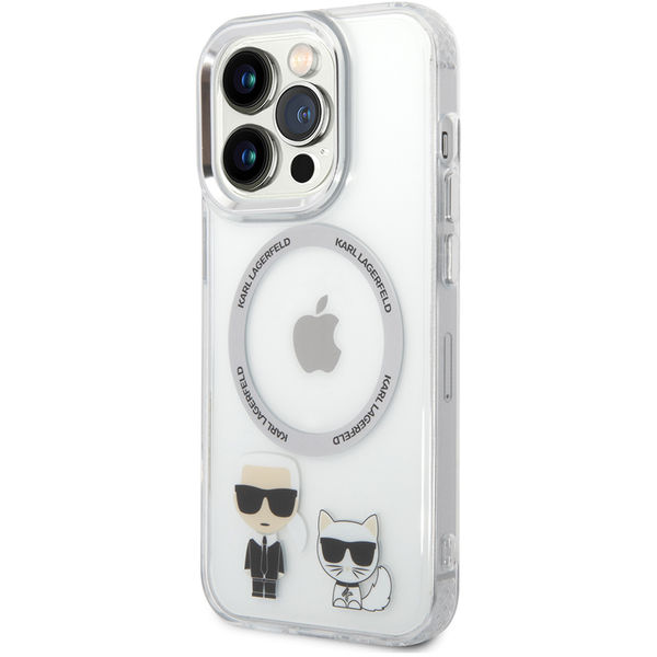 Karl Lagerfeld - Hardcase MagSafe (KLHMP14LHKCT) - iPhone 14 Pro - Transparent Karl & Choupette Aluminium