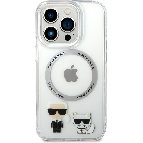 Karl Lagerfeld - Hardcase MagSafe (KLHMP14LHKCT) - iPhone 14 Pro - Transparent Karl & Choupette Aluminium