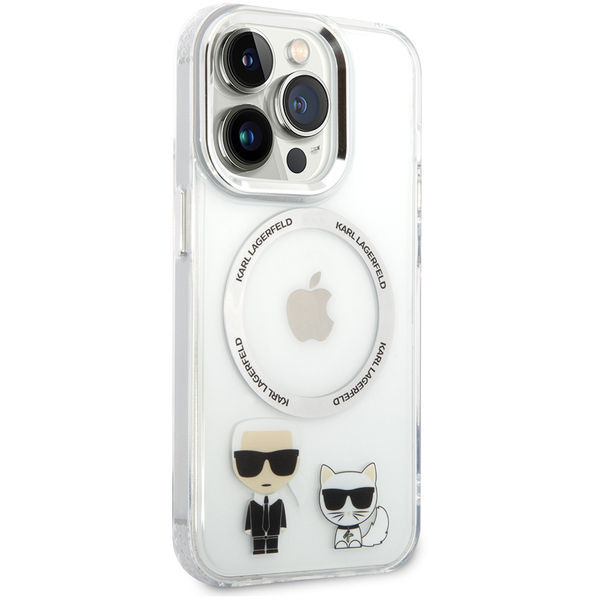 Karl Lagerfeld - Hardcase MagSafe (KLHMP14LHKCT) - iPhone 14 Pro - Transparent Karl & Choupette Aluminium