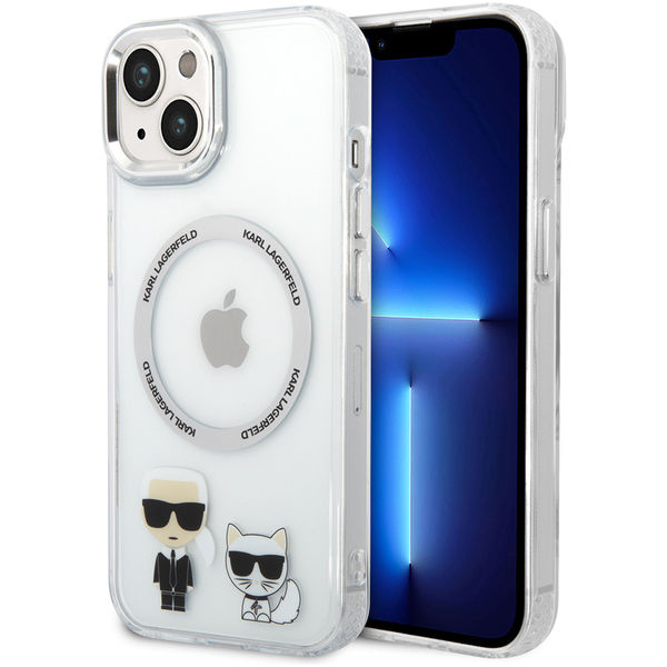 Karl Lagerfeld - Hardcase MagSafe (KLHMP14MHKCT) - iPhone 15 Plus / iPhone 14 Plus - Transparent Karl & Choupette Aluminium