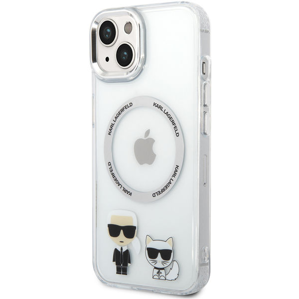 Karl Lagerfeld - Hardcase MagSafe (KLHMP14MHKCT) - iPhone 15 Plus / iPhone 14 Plus - Transparent Karl & Choupette Aluminium