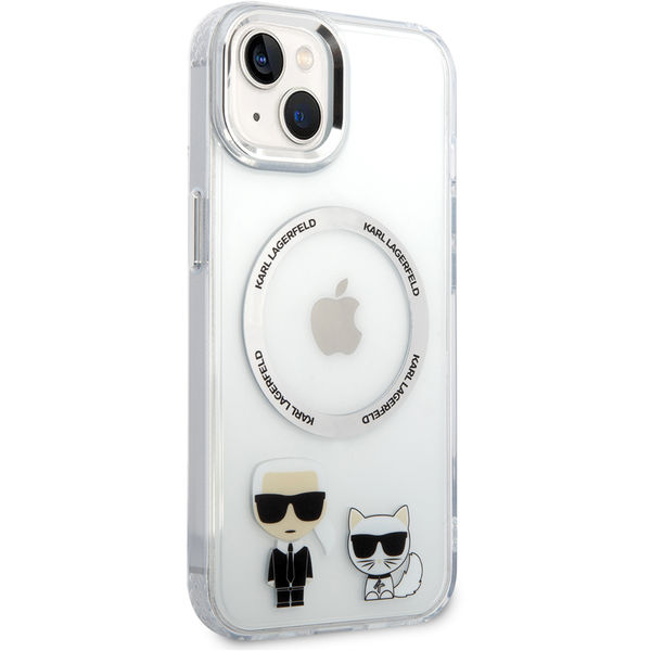 Karl Lagerfeld - Hardcase MagSafe (KLHMP14MHKCT) - iPhone 15 Plus / iPhone 14 Plus - Transparent Karl & Choupette Aluminium