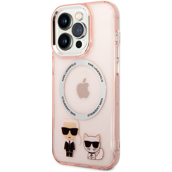 Karl Lagerfeld - Hardcase MagSafe (KLHMP14XHKCP) - iPhone 14 Pro Max - Pink Karl & Choupette Aluminium