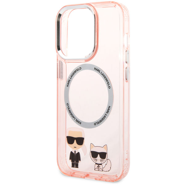 Karl Lagerfeld - Hardcase MagSafe (KLHMP14XHKCP) - iPhone 14 Pro Max - Pink Karl & Choupette Aluminium