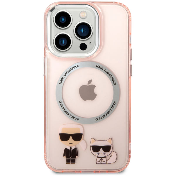 Karl Lagerfeld - Hardcase MagSafe (KLHMP14XHKCP) - iPhone 14 Pro Max - Pink Karl & Choupette Aluminium