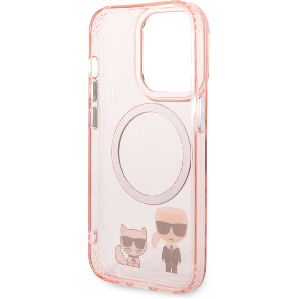 Karl Lagerfeld - Hardcase MagSafe (KLHMP14XHKCP) - iPhone 14 Pro Max - Pink Karl & Choupette Aluminium