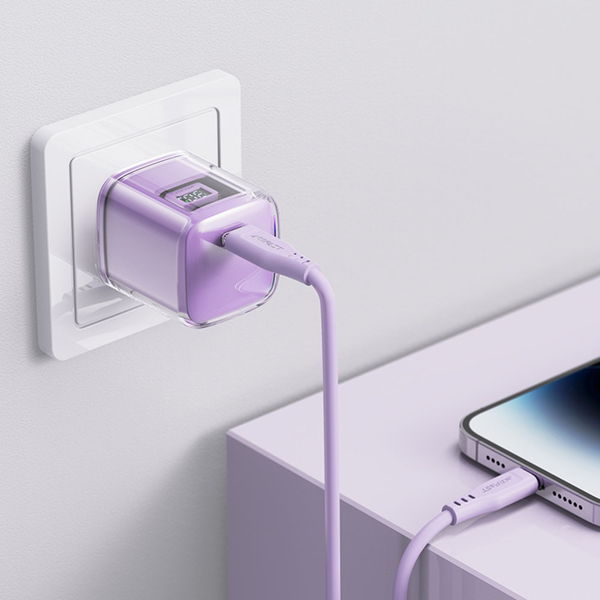 Acefast - Wall charger Sparkling Series (A53) - Type-C, GaN Technology, 30W, EU Plug, Fast Charging, LED display - Purple