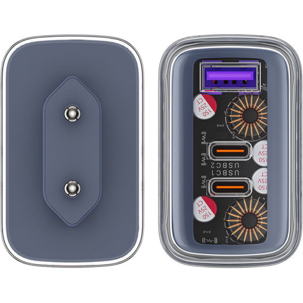 Acefast - Wall Charger Exploration Series (A45) - 2 x USB-C, USB, GaN, PD65W, Fast Charging - Gray