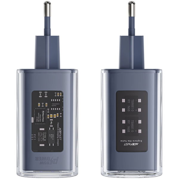 Acefast - Wall Charger Exploration Series (A45) - 2 x USB-C, USB, GaN, PD65W, Fast Charging - Gray