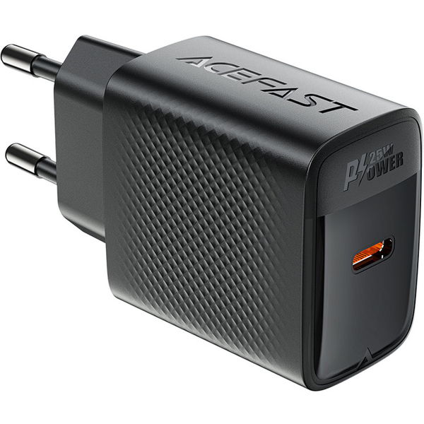 Acefast - Wall Charger (A104) - USB-C, PD25W, GaN Technology, Fast Charging Compatibility - Black