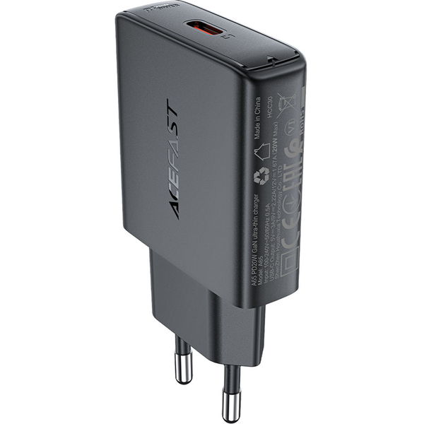 Acefast - Wall Charger (A65) - Type-C, GaN Technology, 20W, Power Delivery - Black