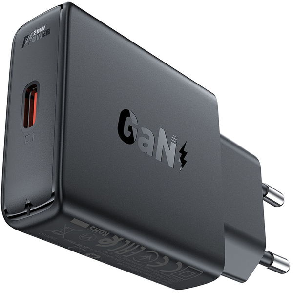 Acefast - Wall Charger (A65) - Type-C, GaN Technology, 20W, Power Delivery - Black