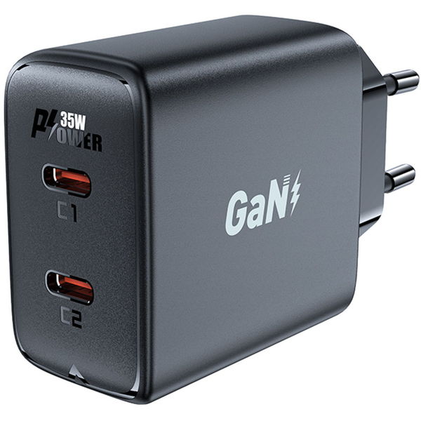 Acefast - Wall Charger (A49) - 2x Type-C, Universal Charger, GaN Technology, PD35W - Black