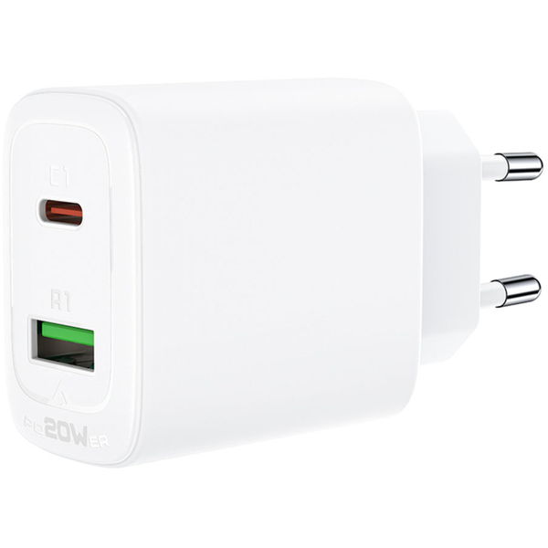 Acefast - Wall Charger (A25) - Type-C, USB, 20W, 3A, Power Delivery, Fast Charging - White