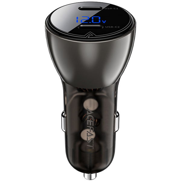 Acefast - Car Charger (B10) - 2x Type-C, Dual Fast Charging, 60W, with LED Digital Display - Black