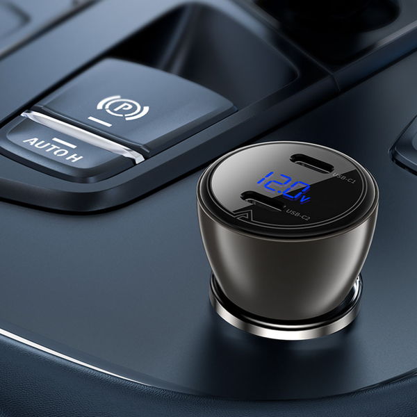 Acefast - Car Charger (B10) - 2x Type-C, Dual Fast Charging, 60W, with LED Digital Display - Black