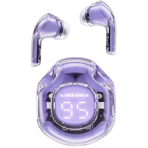 Acefast - Wireless Earbuds (T8) - USB-C, IPX4, Bluetooth 5.3, AI Call Noise Reduction, Digital Display, 480mAh - Purple