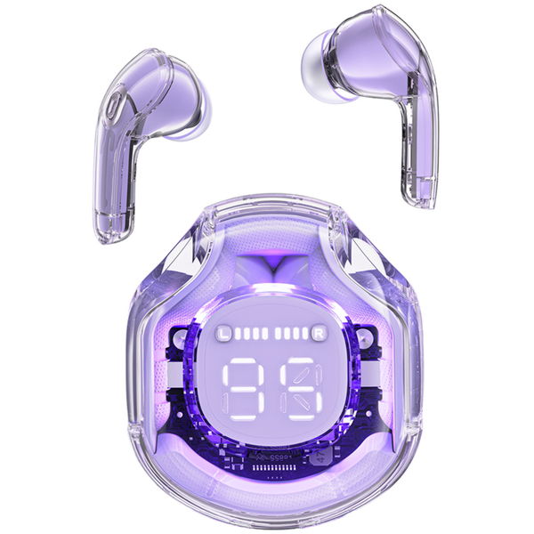 Acefast - Wireless Earbuds (T8) - USB-C, IPX4, Bluetooth 5.3, AI Call Noise Reduction, Digital Display, 480mAh - Purple