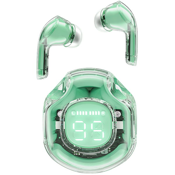 Acefast - Wireless Earbuds (T8) - USB-C, IPX4, Bluetooth 5.3, AI Call Noise Reduction, Digital Display, 480mAh - Mint Green