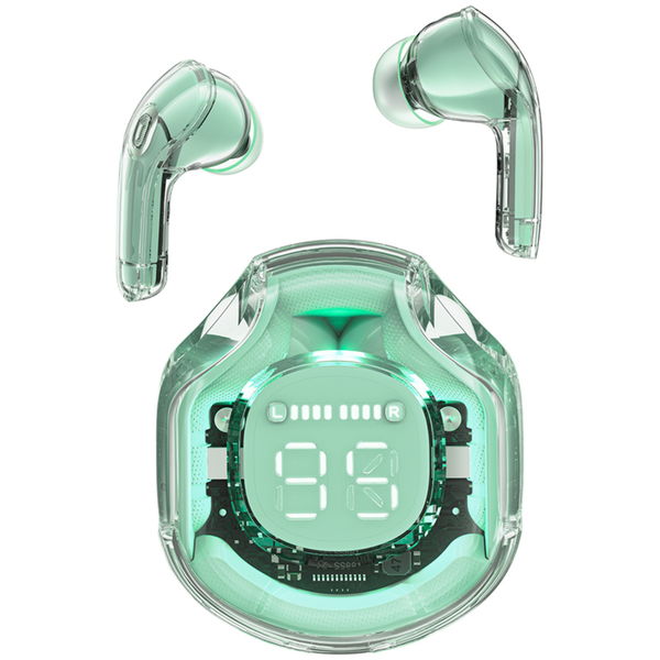 Acefast - Wireless Earbuds (T8) - USB-C, IPX4, Bluetooth 5.3, AI Call Noise Reduction, Digital Display, 480mAh - Mint Green