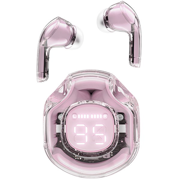 Acefast - Wireless Earbuds (T8) - USB-C, IPX4, Bluetooth 5.3, AI Call Noise Reduction, Digital Display, 480mAh - Lotus Pink