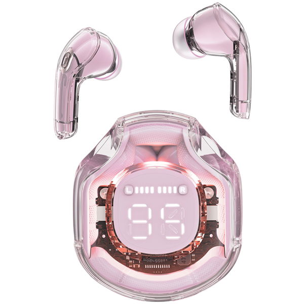 Acefast - Wireless Earbuds (T8) - USB-C, IPX4, Bluetooth 5.3, AI Call Noise Reduction, Digital Display, 480mAh - Lotus Pink