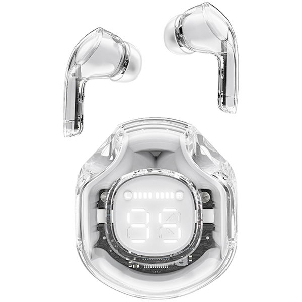 Acefast - Wireless Earbuds (T8) - USB-C, IPX4, Bluetooth 5.3, AI Call Noise Reduction, Digital Display, 480mAh - White Moon
