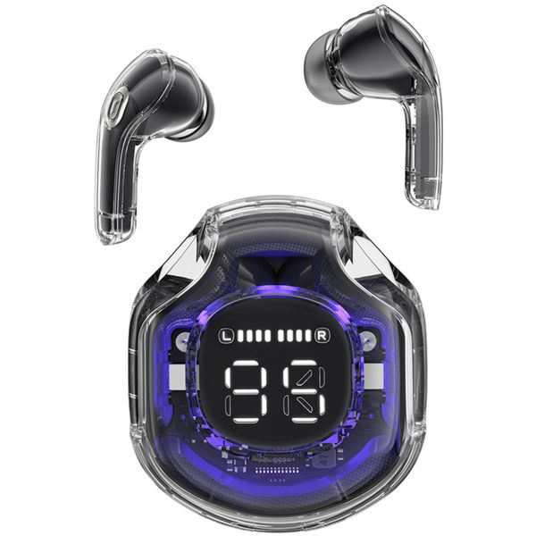 Acefast - Wireless Earbuds (T8) - USB-C, IPX4, Bluetooth 5.3, AI Call Noise Reduction, Digital Display, 480mAh - Bright Black