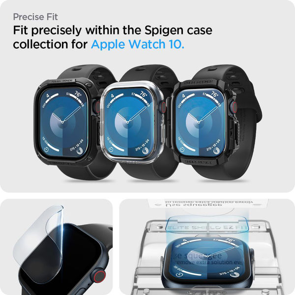 Spigen - Elite Shield EZ Fit (2 pack) - Apple Watch 10 46mm - Clear