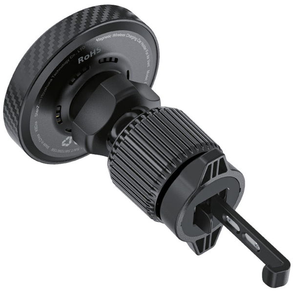 Acefast - Car Holder with Wireless Charging (D33) - for iPhone, Magnetic Grip, for Air Vent, Qi2, LED Light, 15W - Black