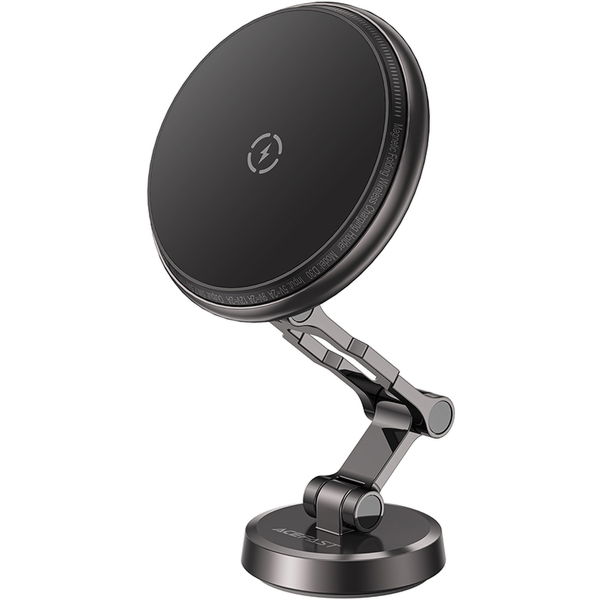 Acefast - Car Holder with Wireless Charging (D30) - for iPhone, Magnetic Grip, 360°, LED Light, for Dashboard, 15W - Black