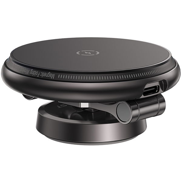 Acefast - Car Holder with Wireless Charging (D30) - for iPhone, Magnetic Grip, 360°, LED Light, for Dashboard, 15W - Black